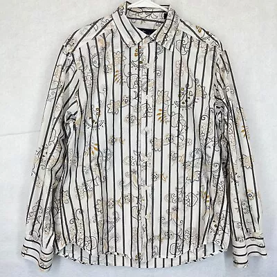 Malibu Cowboy Men's Button Up Long Sleeve Shirt Floral Print Western Cotton Sz L • $16.18