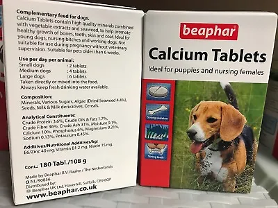 £12.99 • Buy Dog Calcium Tablets - For Puppies & Nursing Females 180 Tablets Whelping Kit