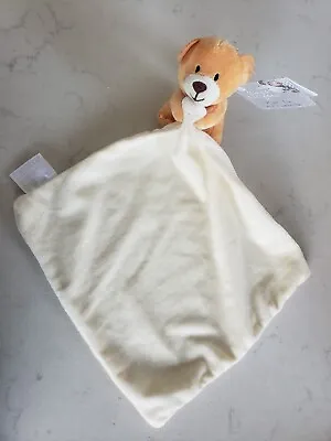 Plush Baby Girls Boys Cream Soft Touch Teddy Bear Tags Comforter Blanket Blankie • £3