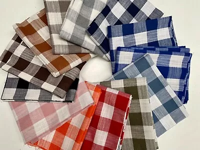 Gingham Linen Checked Cotton Vichy Fabric Plaid Material Buffalo Check 55  Wide • £0.99