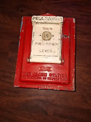 Vintage 1924 Red Gamewell Cast Iron Fire Alarm Pull Station Box • $125