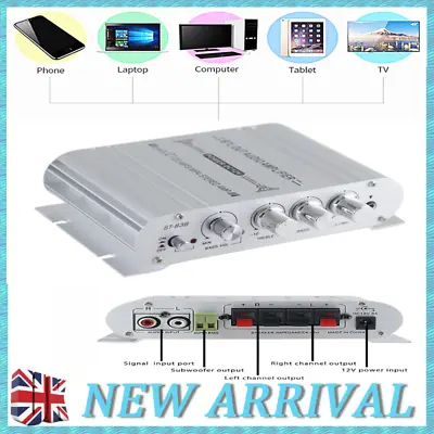 12V 400W Mini Hi-Fi Stereo Audio Amplifier Amp Subwoofer Car Motorcycle Home Use • £15.61