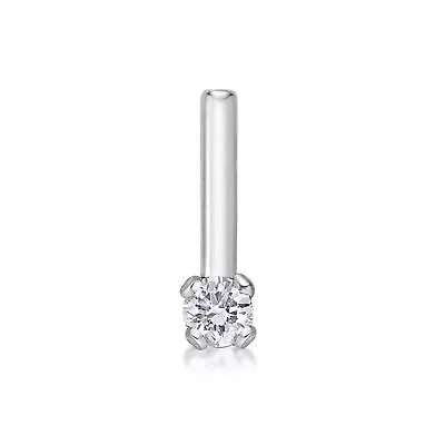 18 Gauge 14k White Gold L-Shaped Nose Ring With 0.01 Carat Diamond • $44.99