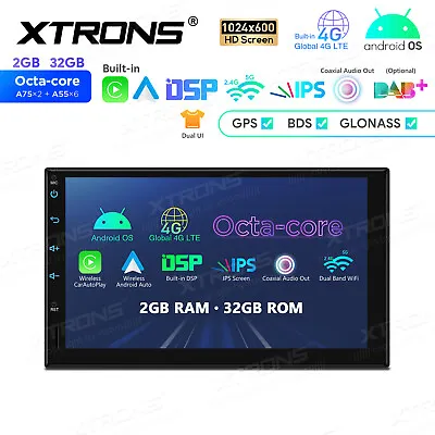 7  Double 2 DIN 4G LTE CarPlay Android 13 8-Core Car GPS Radio Stereo Navi 32GB • $199.97