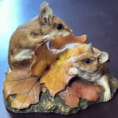 Vintage Country Artists  Woodmouse Pair  Mice Figurine Rustling In Leaves • £28.95