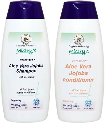 Mistry's Aloe Vera Jojoba Shampoo & Conditioner 200ml - Bundle - Naturally Vegan • £11.99