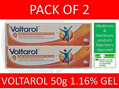 2 X Voltarol Pain-Eze Emulgel - 50G Back & Muscle Pain Relief 1.16% Gel UK • £14.45