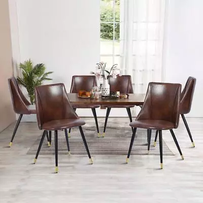 Homy Casa Dining Chairs Solid Back Dark Brown Faux Leather Upholstered(Set Of 2) • $170.21