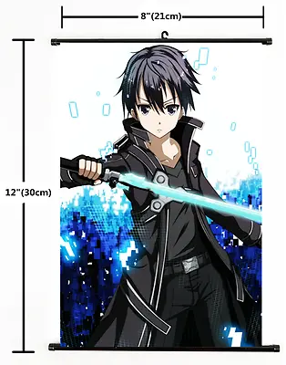 Anime Sword Art Online Kirito Wall Poster Scroll Home Decor Cosplay 2212 • $5.12