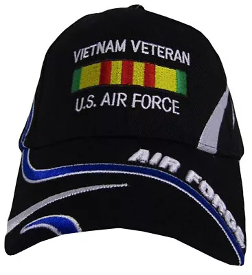 U.S. Air Force Vietnam Vet Veteran Ribbon Black Embroidered Ball Cap Hat RAM • $12.88