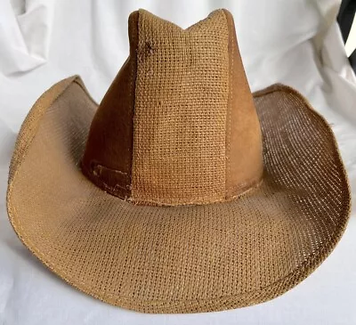 Vintage Wolverine Western Cowboy Hat Straw Ranchers Cap With Suede Size 7 1/4 • $39.97