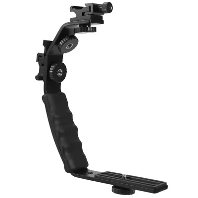 2X(Camera L Bracket Mount Video Grip L-Bracket Dual Flash Cold Shoe Mount 1/4 6) • $25.96