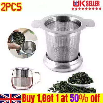 2xStainless Steel Mesh Tea Infuser Strainer Loose Leaf Metal Cup Filter With Lid • £2.99