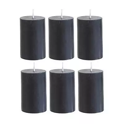 Mega Candles 6 Pcs Unscented Black Round Pillar Candle Hand Poured Premium Wax • $20.19