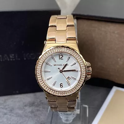 Michael Kors Womens Watch MK-5921 Rose Gold Date Crystals New Battery MK5921 Box • £39.90