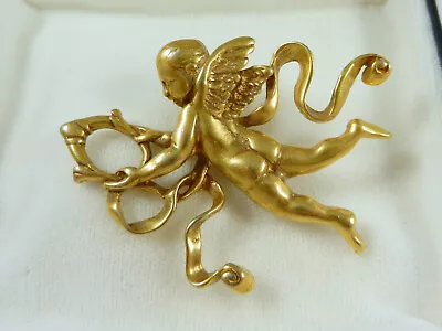 Vintage MMA Metropolitan Museum Of Art Goldtone Angel Cherub Cupid Pin Pendant • $26.45