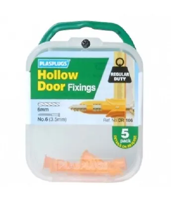 £3.79 • Buy PLASPLUG Plasterboard Regular Duty Hollow Door Fixing Plugs - PACK OF 5 (DR106)