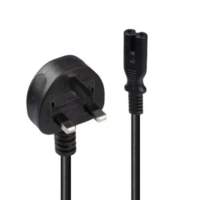 1.80m UK 3 Pin Plug To IEC C7 Mains Power Cable Black • £2.75