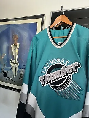 VIntage Las Vegas Thunder Blank Hockey Jersey Bauer Men's Large Defunct IHL • $174.99