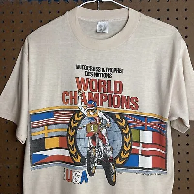 Vintage 80s Team USA World Champions Motocross T-shirt Dirt Shirts Dirt Bike • $54.80