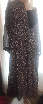 NWT XXL Women's Dress Curvy Cottagecore Unbranded Black Slip Floral Prairie • $9