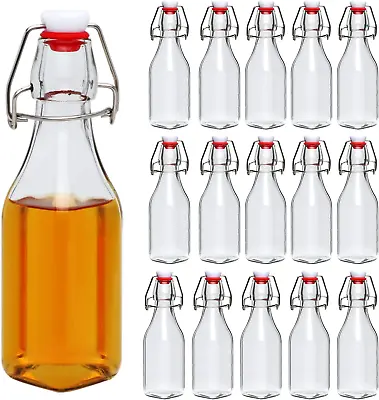 $34.99 • Buy 16 Pack Glass Bottles With Airtight Lids Swing Top Square Glass 250 Ml 8oz