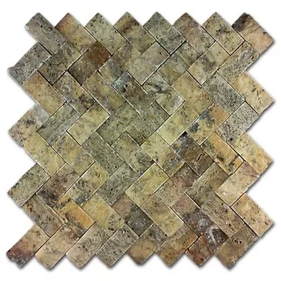 Paerquet Scabos Travertine Mosaic Split Face 1x2 • $7.59