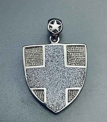 VNTG 925 Sterling Silver Pendant Cross Lord’s Prayer Shield Star Rare Unique • $25.49