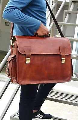 Shoulder Laptop Briefcase Men's Genuine Leather Satchel Vintage Messenger Bag • $85.97