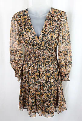 Shoshanna Women's Black Tan Print Long Sleeve Dress Size 2 • $41.65