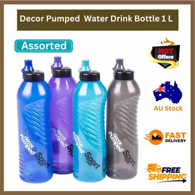 Decor Pumped Sports Slider Water Drink Bottle 1 Litre Assorted • $9.99