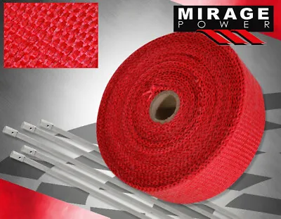 10M Header Engine High Temp Heat Reduction Fiberglass Heat Wrap Kit Red • $23.99