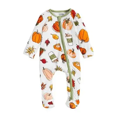 Mud Pie Kids Pumpkin Spice Coffee Latte Fall Print Baby Sleeper Set • $29.99