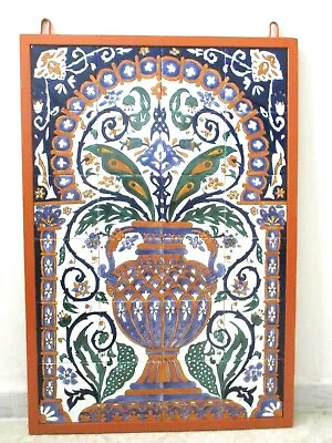 Iron Framed Hand Painted Ceramic Tile Art Mural Panel 26  X 38  (65 Cm X 95 Cm) • $475