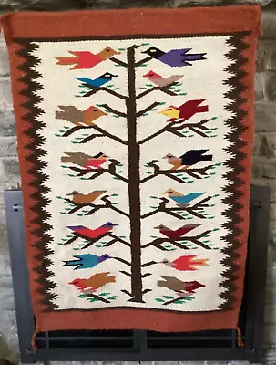 Mid-century Hand Woven Wool Tapestry- Birds In A Tree  Native American • $75