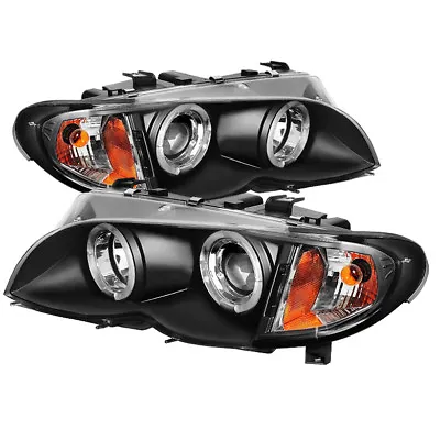 BMW 02-05 E46 3-Series 4Dr Sedan Black Dual Halo Projector Headlights 325i 330i • $219.65