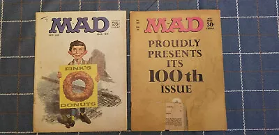 Mad Magazine Lot #90 Oct 1964 & #100 Jan 1966~~ Donut Sign + 100th Issue Covers! • $7.99