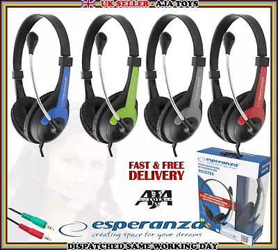 £9.99 • Buy Headphones Microphone Computer Stereo Headset Laptops Skype 4 Colours Rooster