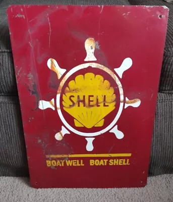 Collectible Shell Gas And Oil Boat Well Boat Shell Marine Metal Advertising Sign • $299