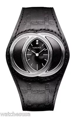 Versace Eclissi Women's Black Gullloche Dial Black Leather Watch 84Q99SD009-S00  • $450