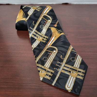 $15 • Buy Steven Harris Handmade Men's Black Neck Tie Trombone 3.8  X 55.5  NWOT