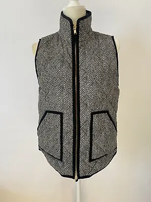 J.Crew Women Black Ivory Excursion Herringbone Quilted Insulated Puffer Vest S • $25