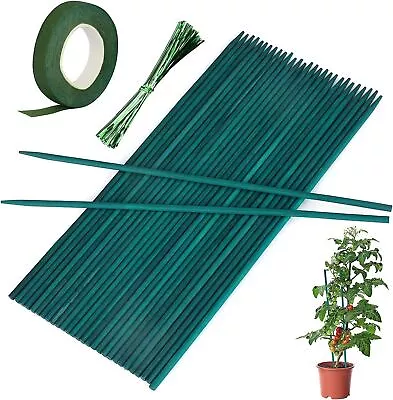 100pcs Flower Plant Support Sticks · Bamboo Split · Garden Canes Stakes Green UK • £10.89