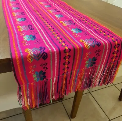 Cinco De Mayo Party Decor | Mexican Table Runner Magenta/fuschia/hot Pink Rebozo • $30