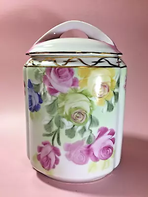 CHINA Floral Rose Canister Biscuit Kitchen Canister Cookie Jar New • $35