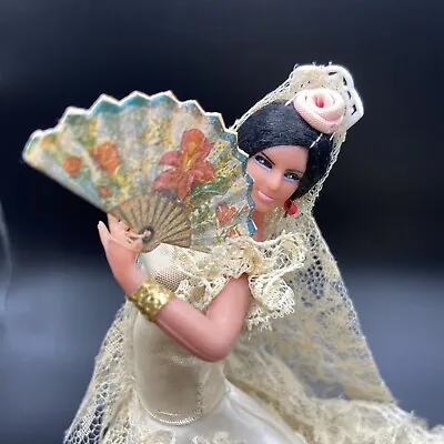 Spanish Flamenco Dancer Marin Chiclana Spain 8” Doll Beige Dress 1960s Vintage • $31