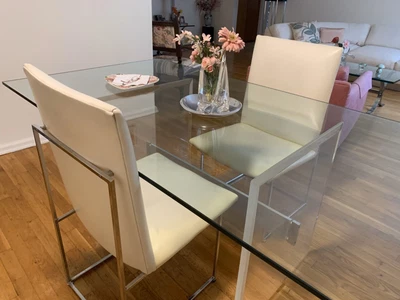 $2300 • Buy W. & J Vintage Lucite And Chrome Base Dining With Glass Top With Chairs