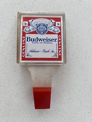 VINTAGE BUDWEISER LUCITE Clear Beer Tap Handle BUD 6” Draught Classic Pub Decor • $11.90