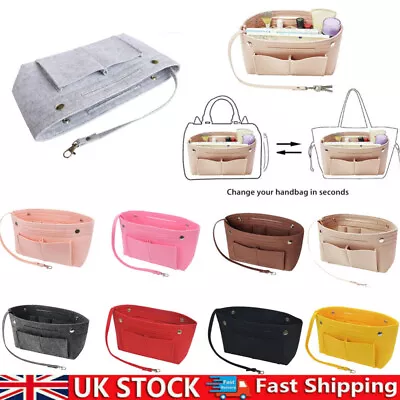 Travel Organiser Handbag Felt Bag Tote Insert Liner Purse Pouch Women Storage UK • £6.89