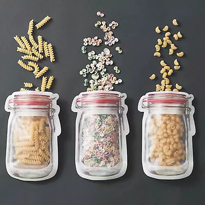 Reusable Mason Jar Stand-Up Zip Seal Snack Pouches In Various Colors And Sizes • $83.98